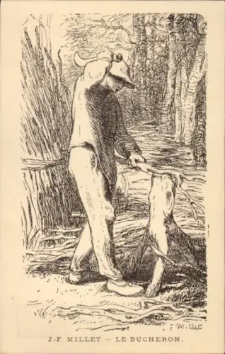 Künstler Ak Millet, J. F., Holzfäller bei der Arbeit