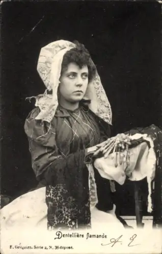 Ak Flämische Klöpplerin in Tracht