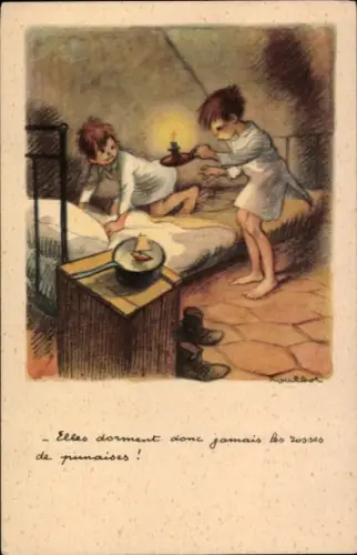 Künstler Ak Poulbot, Francisque, Sie schlafen daher nie, Wanzen
