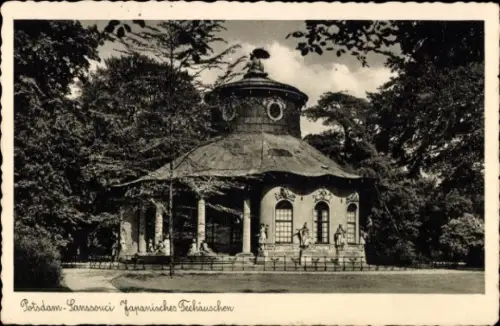Ak Potsdam Sanssouci, Japanisches Teehaus,  Sanssouci, Schwarz-Weiß-Foto
