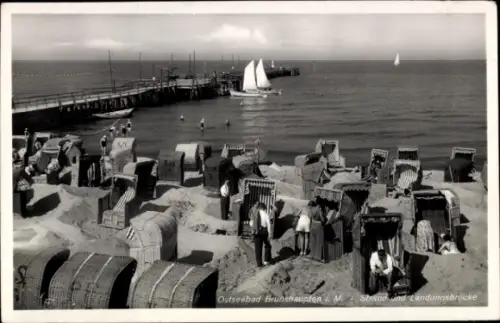 Ak Ostseebad Brunshaupten Kühlungsborn, Strand, Landungsbrücke