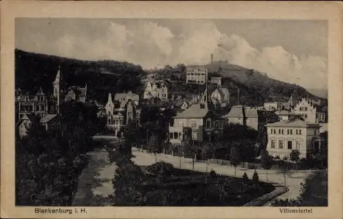 Ak Blankenburg am Harz,  Villenviertel, Landschaft mit Villen