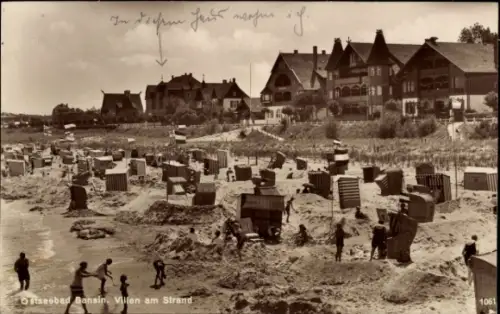 Ak Ostseebad Bansin auf Usedom, Ostseebad  Villen am Strand, Strandkörbe, Kinder am Strand