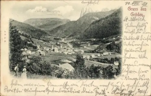 Ak Gröden Val Gardena Südtirol Trentino, Gesamtansicht, Langkofel