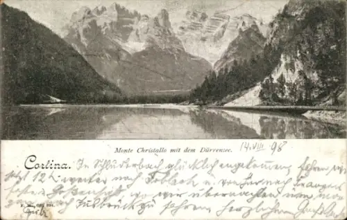 Ak Cortina d'Ampezzo Veneto, Monte Christallo mit dem Dürrensee