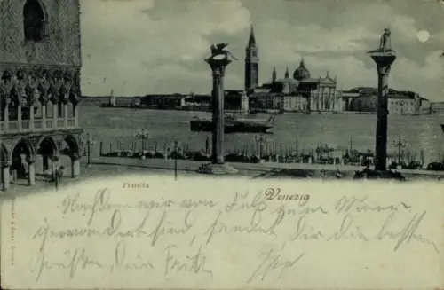 Mondschein Ak Venezia Venedig Veneto, Piazetta bei Nacht