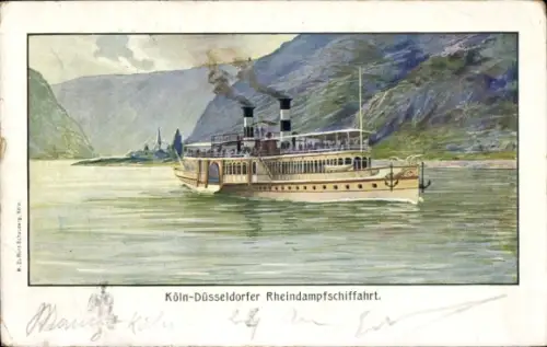 Künstler Ak Köln Düsseldorfer Rheindampfschifffahrt, Rheindampfer Kaiserin Auguste Victoria