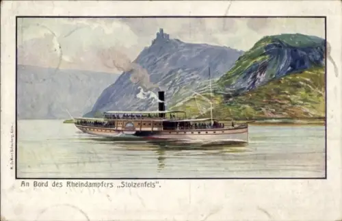 Künstler Ak Dampfschiff Stolzenfels, Köln Düsseldorfer Rhein-Dampfschifffahrt