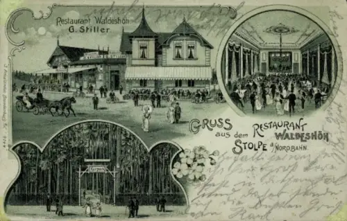 Ak Stolpe an der Nordbahn Hohen Neuendorf Oberhavel, Restaurant Waldeshöh, G. Stiller, Kurpark, M