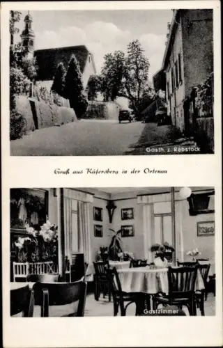 Ak Käfersberg Ortenberg in Hessen, Gasthaus zum Rebstock, Bes. Franz Kiefer, Gastzimmer
