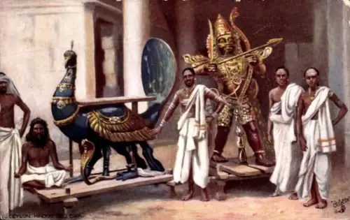 Künstler Ak Ceylon Sri Lanka, Gottheit Shiva