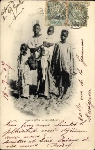 Ak Saint Louis Senegal, Gruppe junger Senegalesen