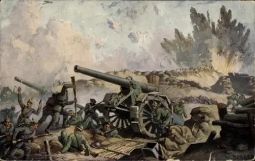 Künstler Ak Bürger, W., Béthincourt Meuse, Eroberung franz. Geschütze