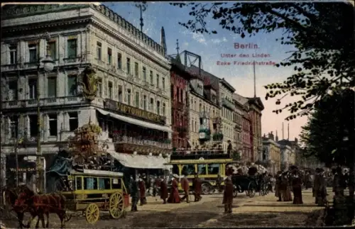 Ak Berlin Mitte, Unter den Linden, Ecke Friedrichstraße