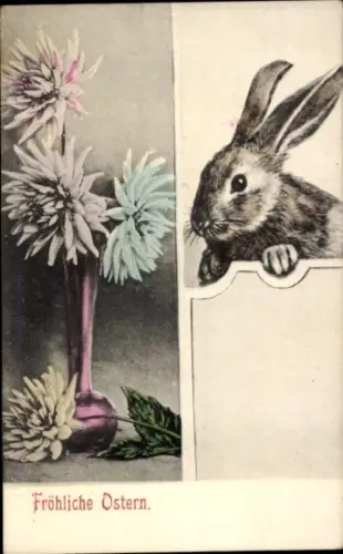 Ak Glückwunsch Ostern, Osterhase, Blumen