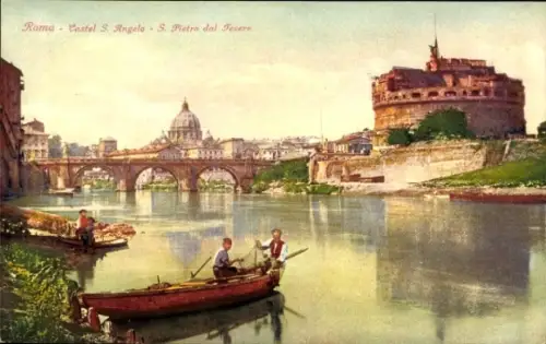 Ak Roma Rom Lazio, Castel S. Angelo, Petersdom