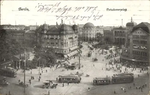 Ak Berlin Tiergarten, Potsdamer Platz, Straßenbahnen