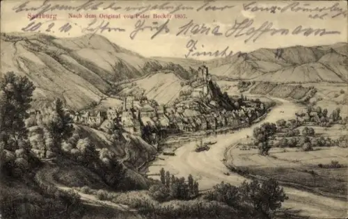 Künstler Ak Becker, Peter, Saarburg an der Saar Bezirk Trier, Gesamtansicht