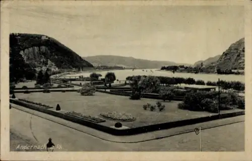 Ak Andernach am Rhein, Andernach am Rhein, Blick auf Rheinanlagen, Landschaft, Bäume, Fluss