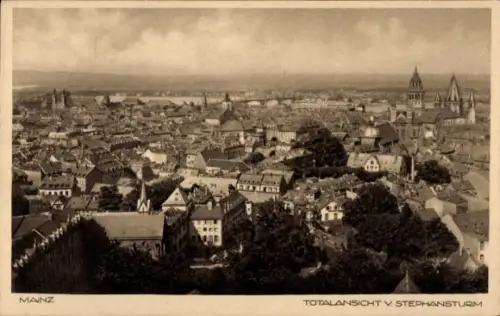 Ak Mainz am Rhein, Stadtansicht von  Stephansdom,  Architektur