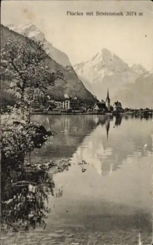 Ak Flüelen Kanton Uri Schweiz, Teilansicht, Bristenstock