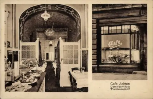 Ak Rath Düsseldorf am Rhein, Café Achten, Westfalenstraße 87, Innenansicht