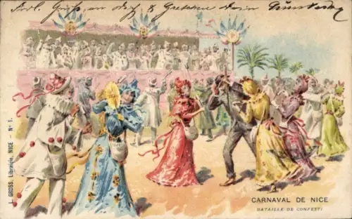 Ak Nice Nizza Alpes Maritimes, Carnaval, Bataille de Confetti