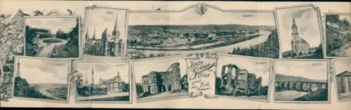 Klapp Ak Trier an der Mosel, Panorama, Porta Nigra, Kirche, Brücke, Ruine