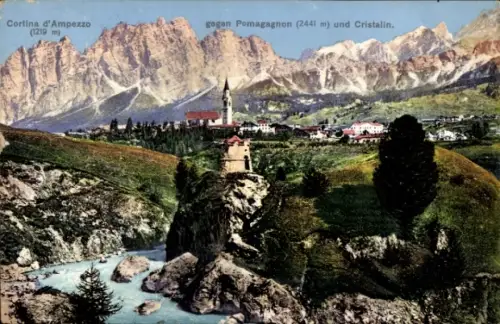 Ak Cortina d'Ampezzo Veneto, gegen Pomagagnon und Cristalin