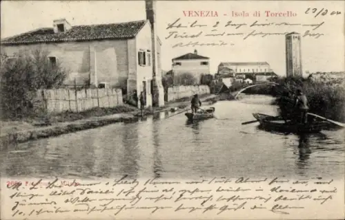 Ak Venezia Venedig Veneto, Isola di Torcello, Ruderboote, Kanal