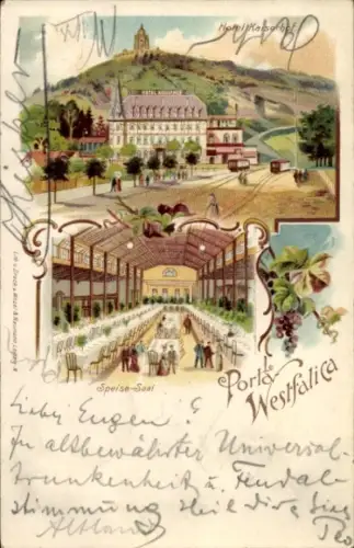 Litho Porta Westfalica an der Weser, Hotel Kaiserhof, Speisesaal