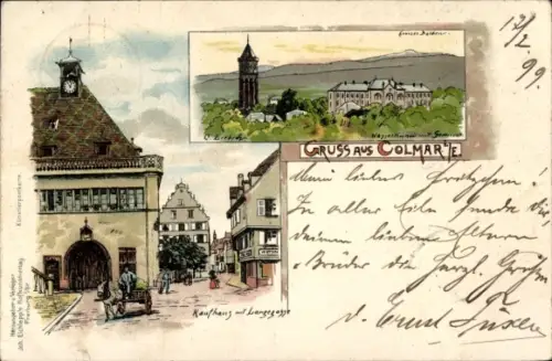 Litho Colmar Kolmar Elsass Haut Rhin, Gesamtansicht, Kaufhaus