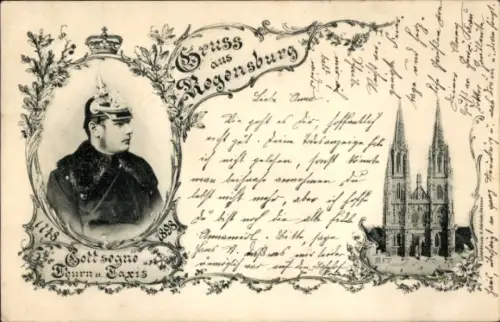 Ak Regensburg an der Donau Oberpfalz, Dom, Adliger, Thurn und Taxis