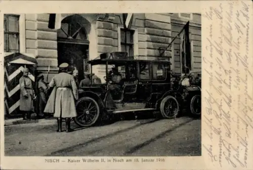 Ak Niš Nisch Serbien, Kaiser Wilhelm II., Auto