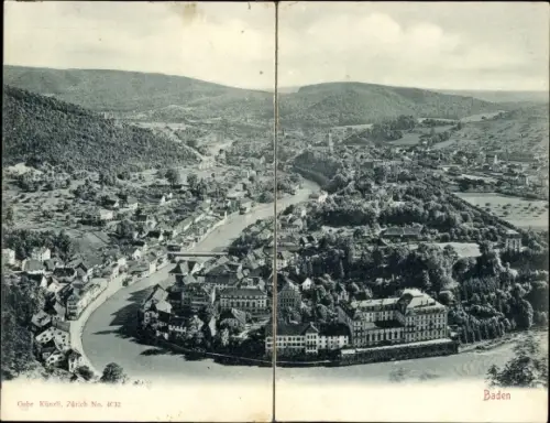 Klapp Ak Baden Kanton Aargau Schweiz, Panorama