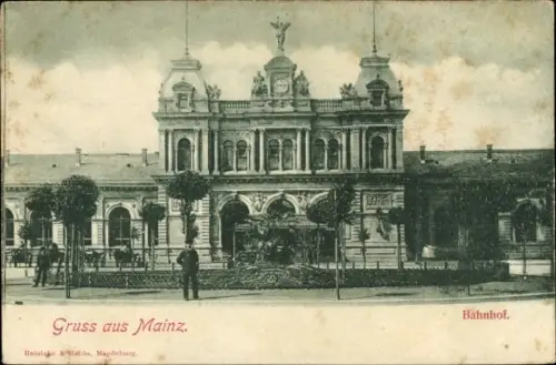 Ak Mainz am Rhein, Bahnhof Vorplatz