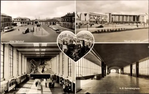 Ak Heidelberg am Neckar, Neuer Bahnhof, Alter Bahnhof