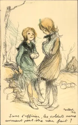 Künstler Ak Poulbot, Francisque, Sans l'officier, les soldats nous auraient peut etre rien fait
