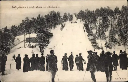 Ak Saltsjöbaden Schweden, Skidbacken, Partie an die Skipiste
