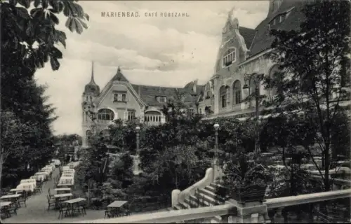Ak Mariánské Lázně Marienbad Region Karlsbad, Cafe Rübeszahl