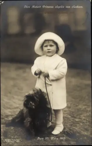 Ak Prinzessin Sophie von Sachsen Weimar Eisenach, 20 März 1913, Terrier