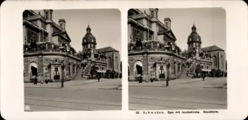 Stereo Foto Stockholm Schweden, Oper, Jacobskirche