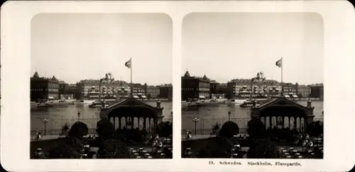 Stereo Foto Stockholm Schweden, Fluss, Gesamtansicht