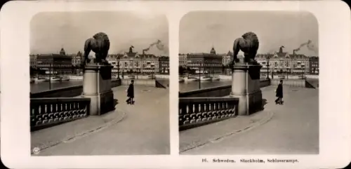 Stereo Foto Stockholm Schweden, Schlossrampe