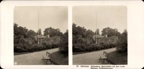 Stereo Foto Göteborg Schweden, Bauernhütte auf dem Lande