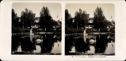Stereo Foto Lillehammer Norwegen, Stadtpark