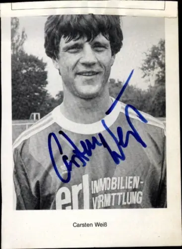 Autogrammkarte Fußballer Carsten Weiß, Portrait, Autogramm