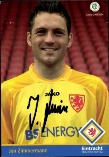 Autogrammkarte Fußballer Jan Zimmermann, Eintracht Braunschweig, Autogramm