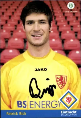 Autogrammkarte Fußballer Patrick Bick, Eintracht Braunschweig, Autogramm