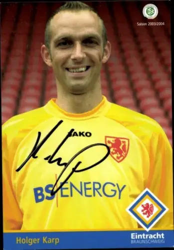 Autogrammkarte Fußballer Holger Karp, Eintracht Braunschweig, Autogramm